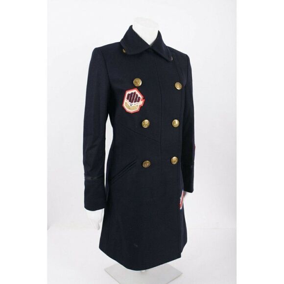 Coach Womens 1941 Naval Officer Pea Coat Navy Blue Double Breasted Patches Sz 2 - Picture 6 of 7